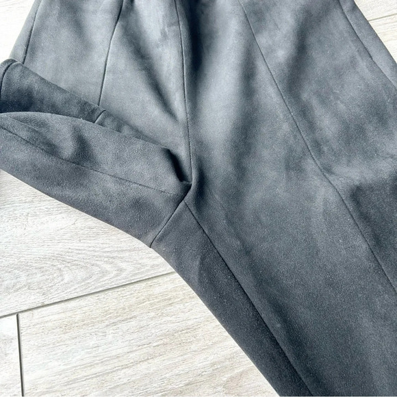 Zara Black Faux Suede Leather  Zip Ankle Pants - Picture 6 of 12
